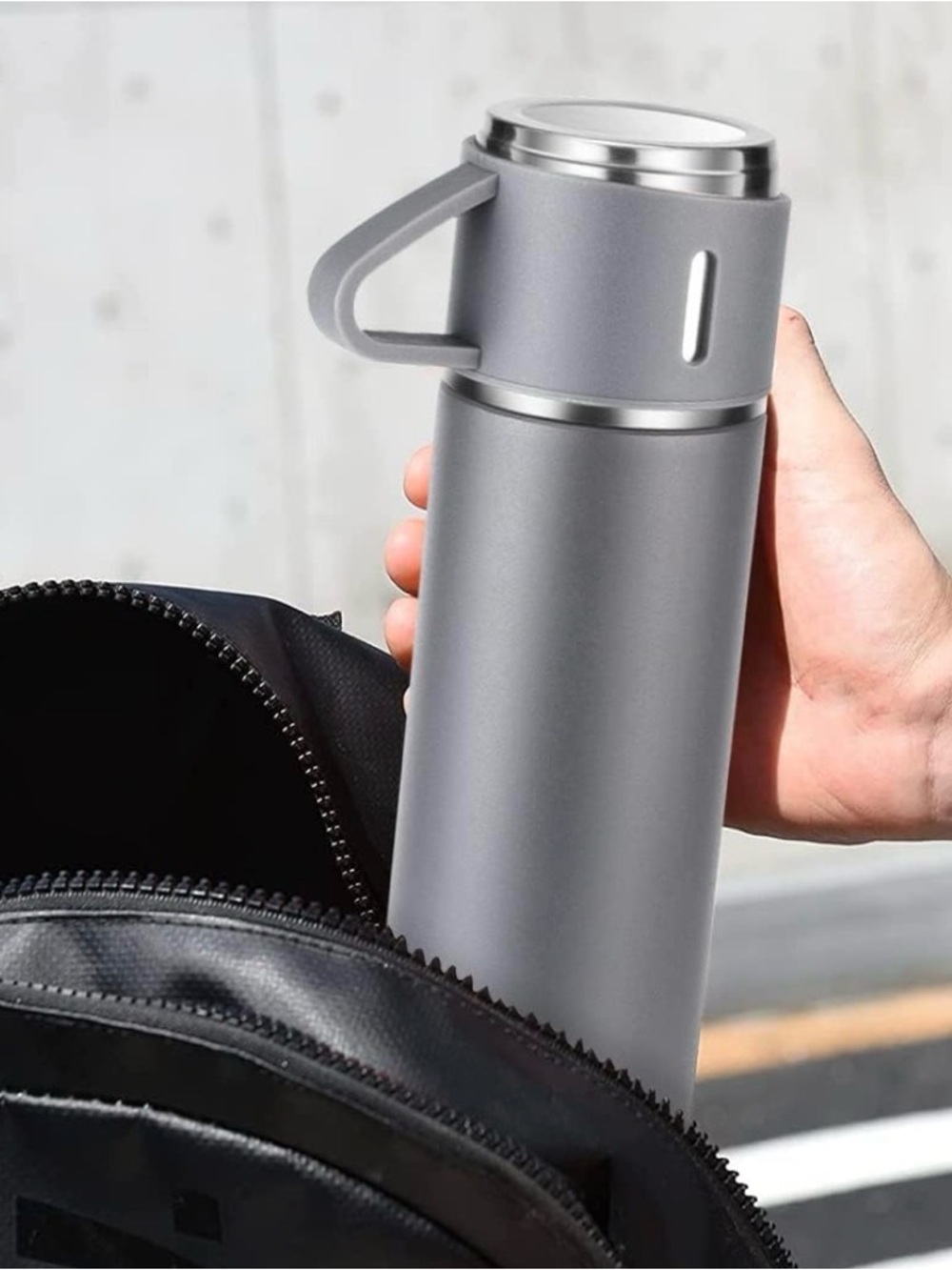 Black thermal Vacuum Flask Gift Set, Stainless Steel Steel Travel Mug, 16oz - Picture 7 of 8